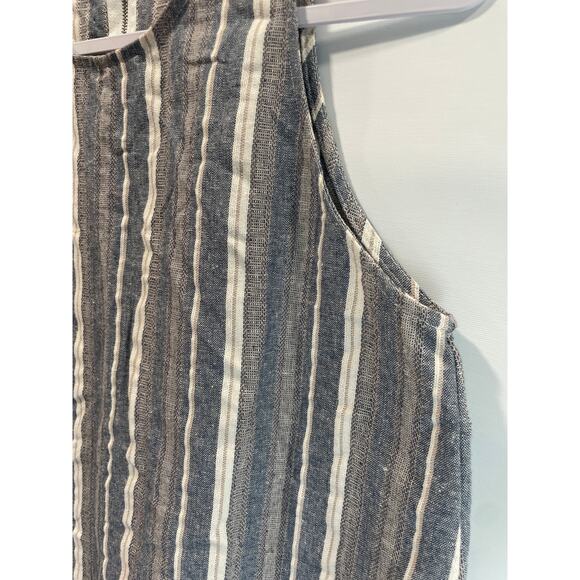 Paper Crane Women’s L Sleeveless Tank Top Blue White Gray Round Neck Zipper Back - Picture 3 of 6